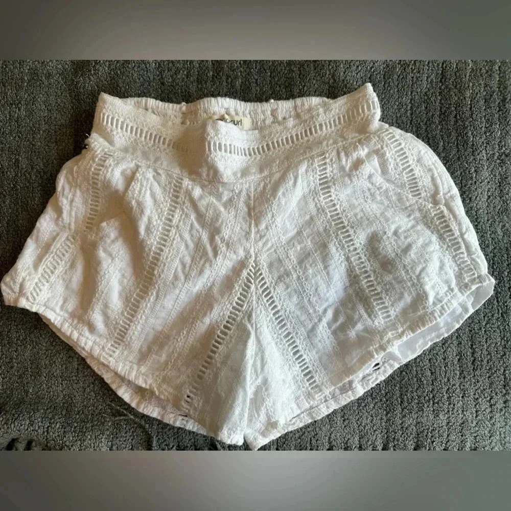 Rip Curl White Lined Crotchet Shorts